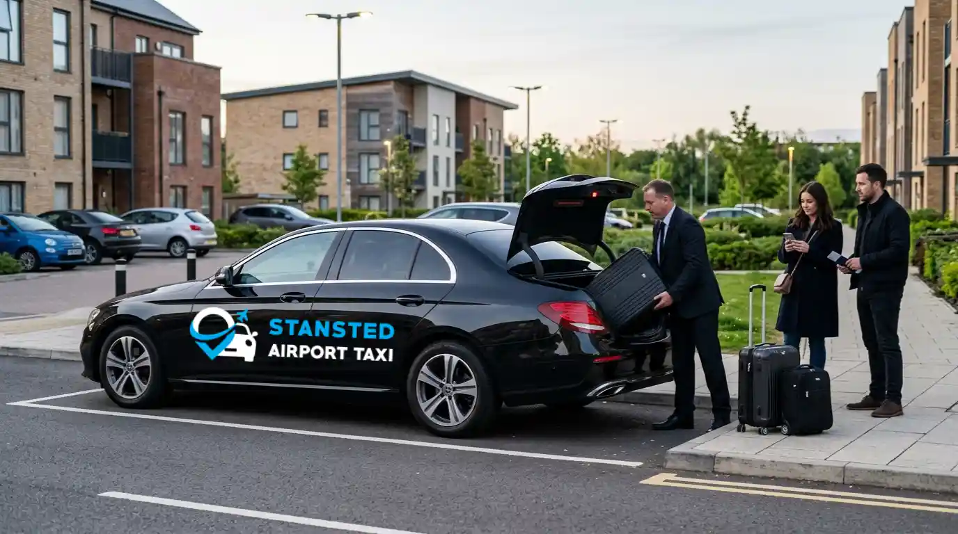 Stansted Airport Taxi fleet vehicle for Milton Keynes to Stansted Airport transfers