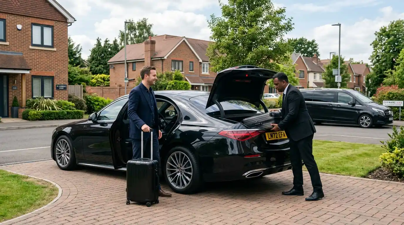 Stansted Airport Taxi fleet vehicle for Edgware to Stansted Airport transfers from north-west London