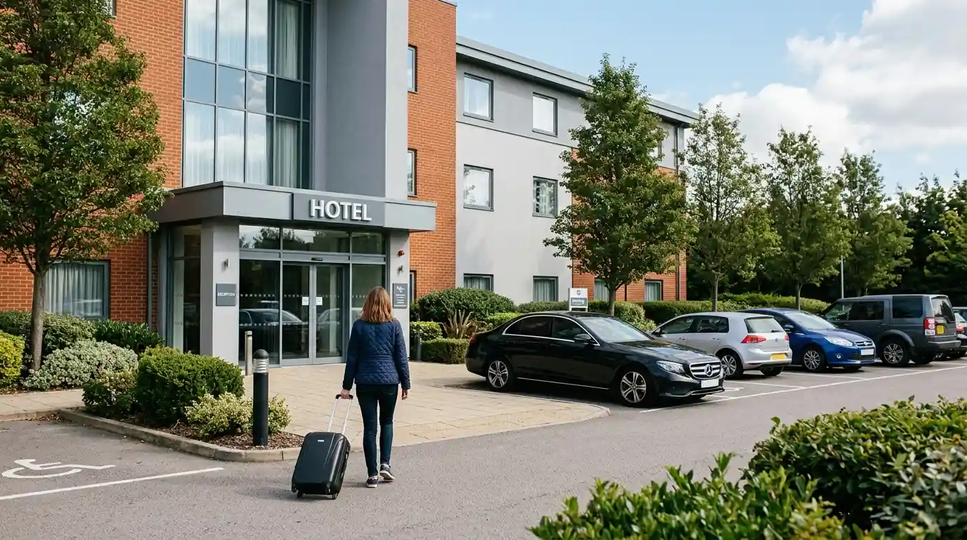 Typical hotel room and facilities at a Stansted Airport hotel