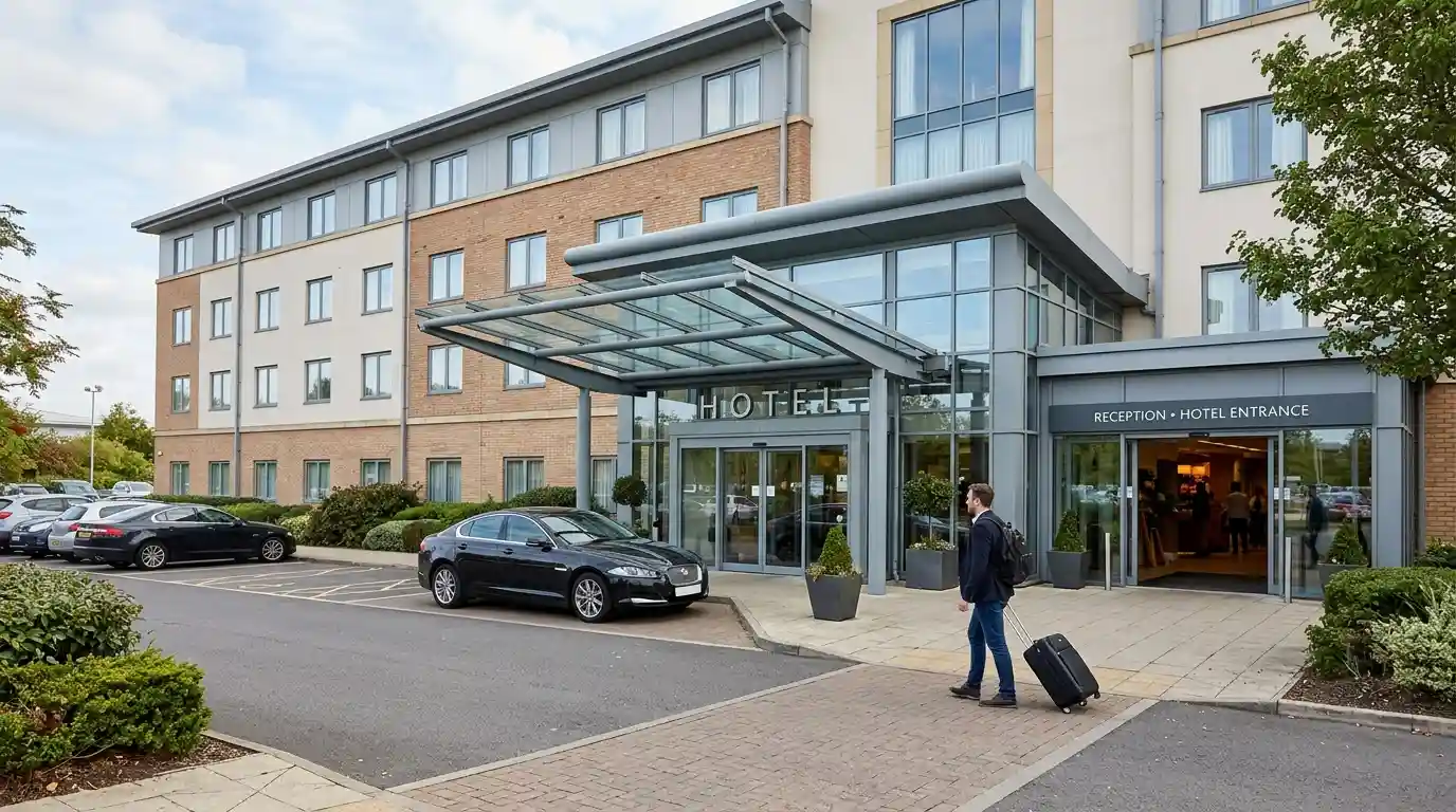 Contemporary guest room at Novotel London Stansted Airport