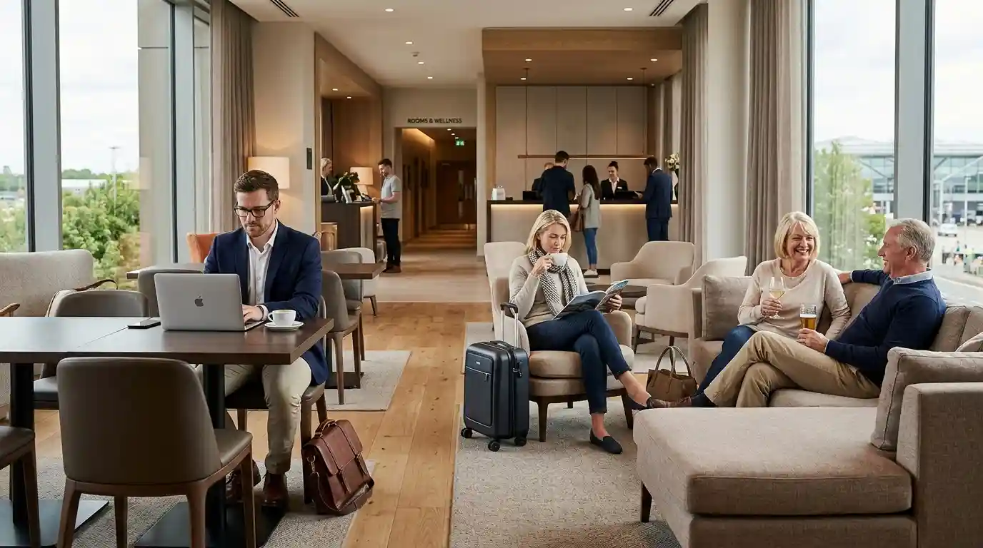 Guest room at the Radisson Blu Hotel London Stansted Airport in one of its three décor styles