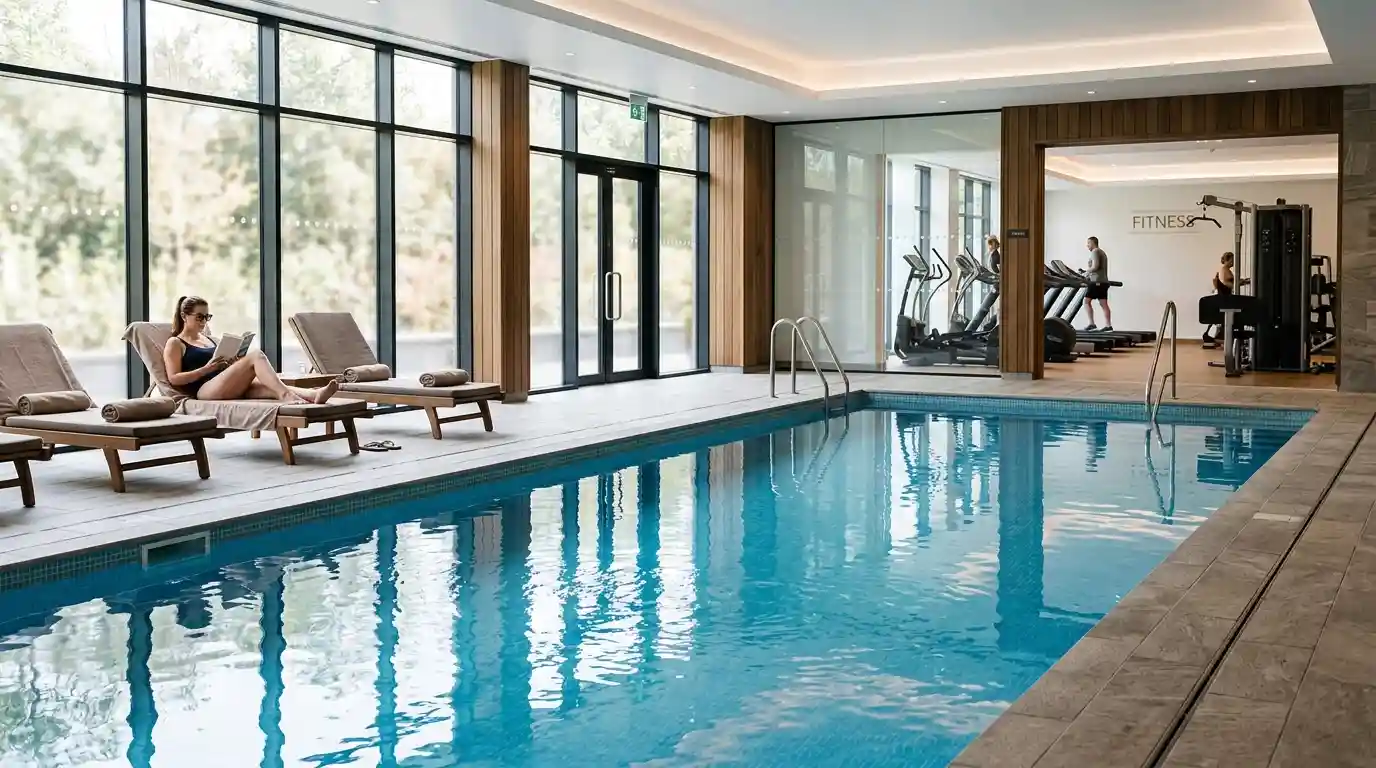 Indoor swimming pool at the PACE Health Club, Radisson Blu Hotel London Stansted Airport