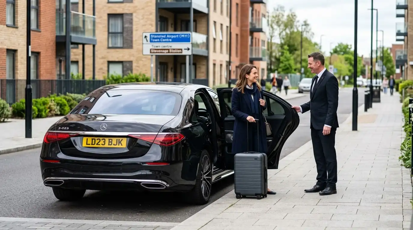 Stansted Airport Taxi fleet vehicle — Stevenage to Stansted Airport transfer