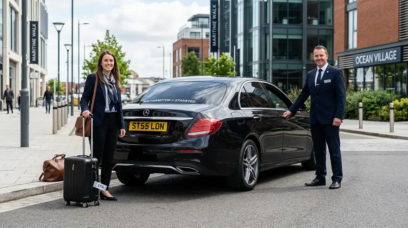 Stansted Airport Taxi fleet vehicle — Southampton to Stansted Airport long-distance transfer