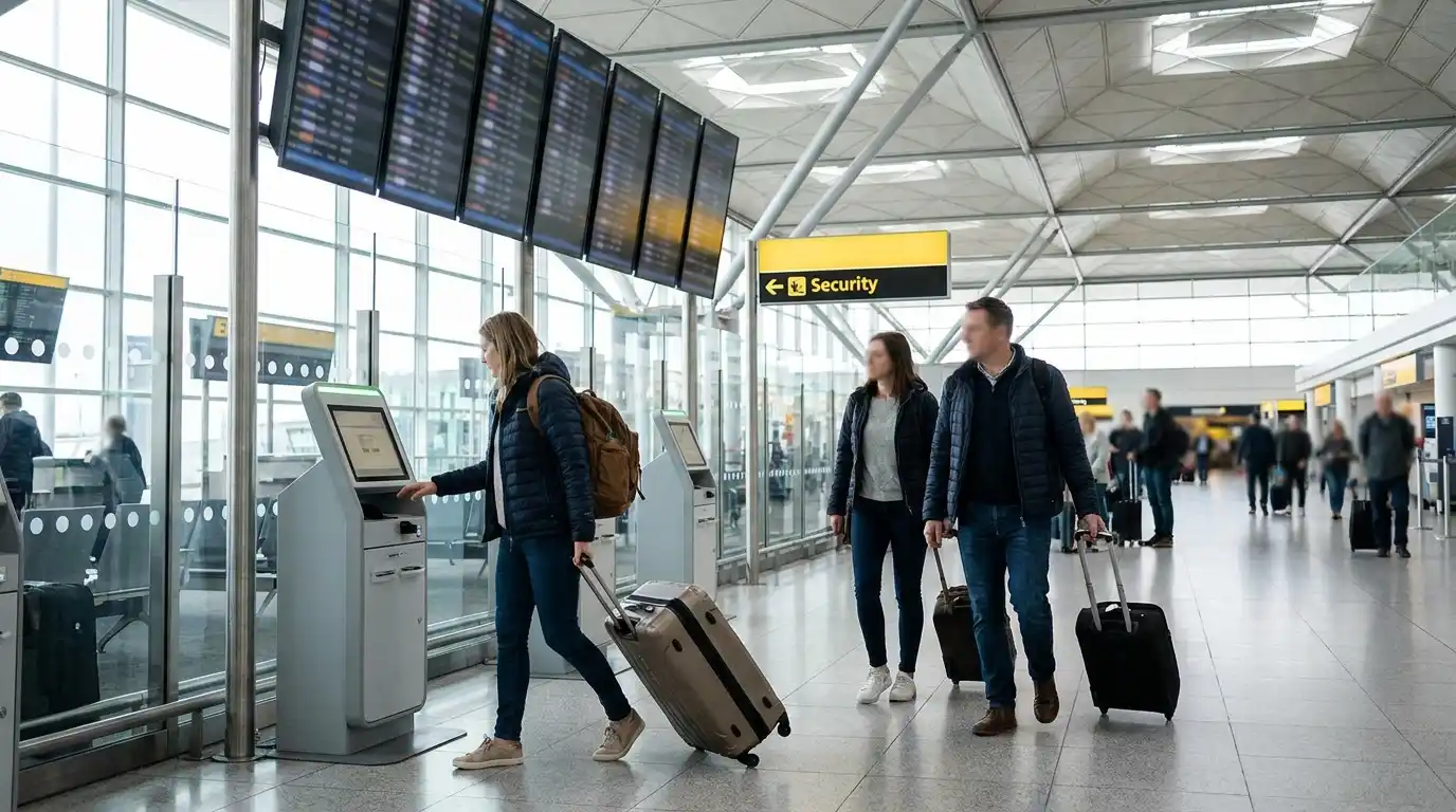 Stansted Airport security screening and departure lounge