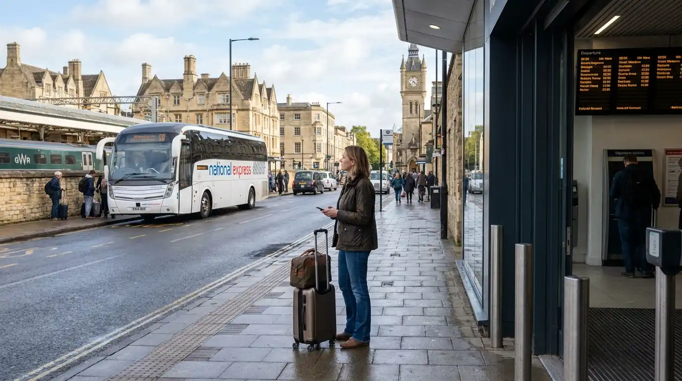 Comparing coach and train options between Oxford and Stansted Airport
