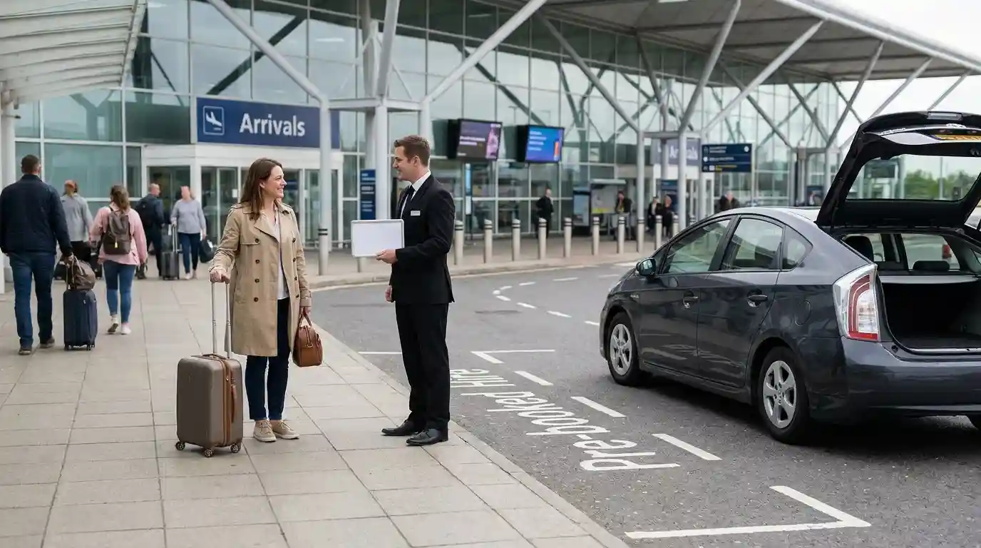 Stansted Airport designated taxi and private-vehicle pickup area
