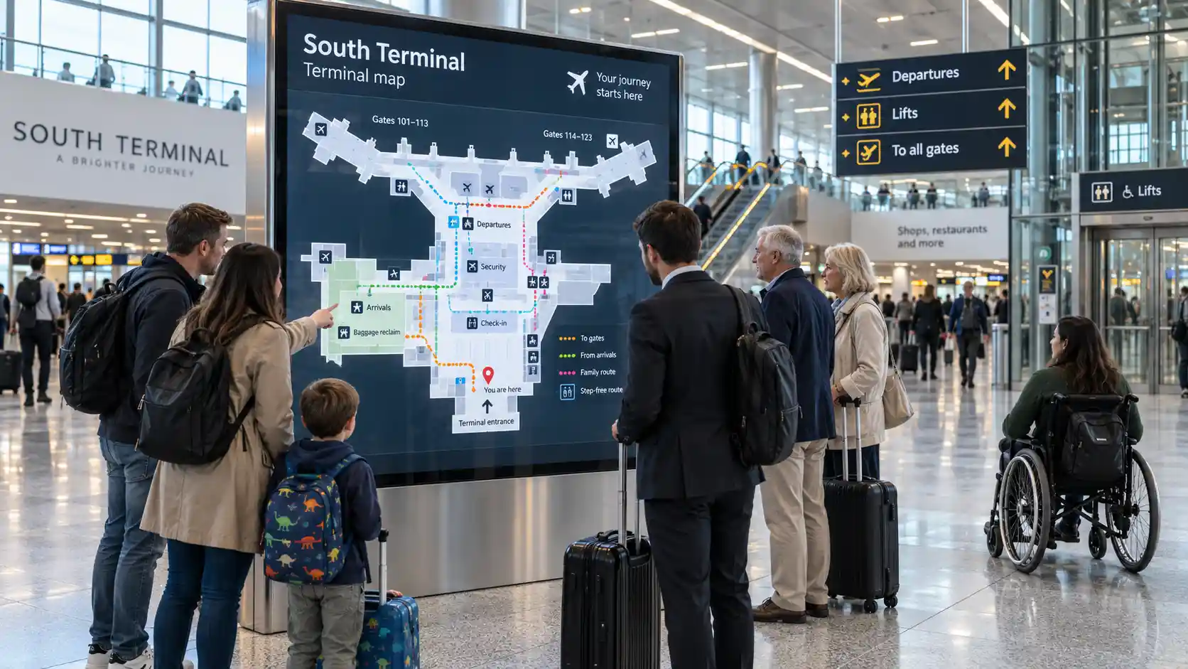 Gatwick South Terminal arrivals hall and railway station connection