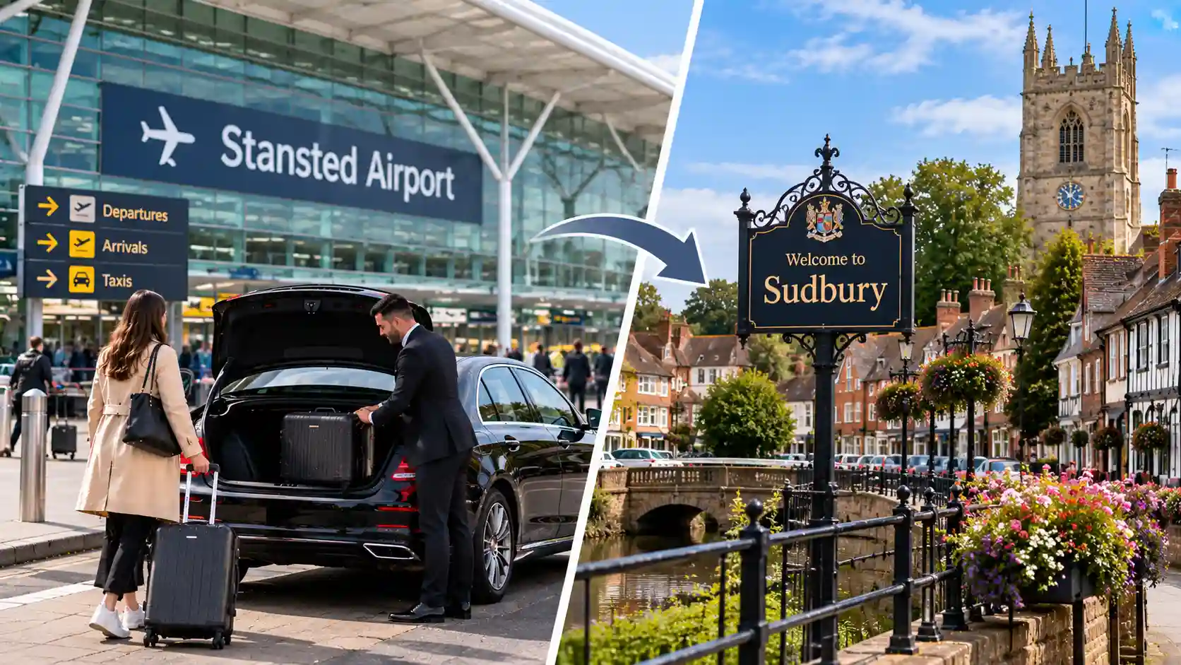 Stansted Airport arrivals hall meeting point for Sudbury passengers