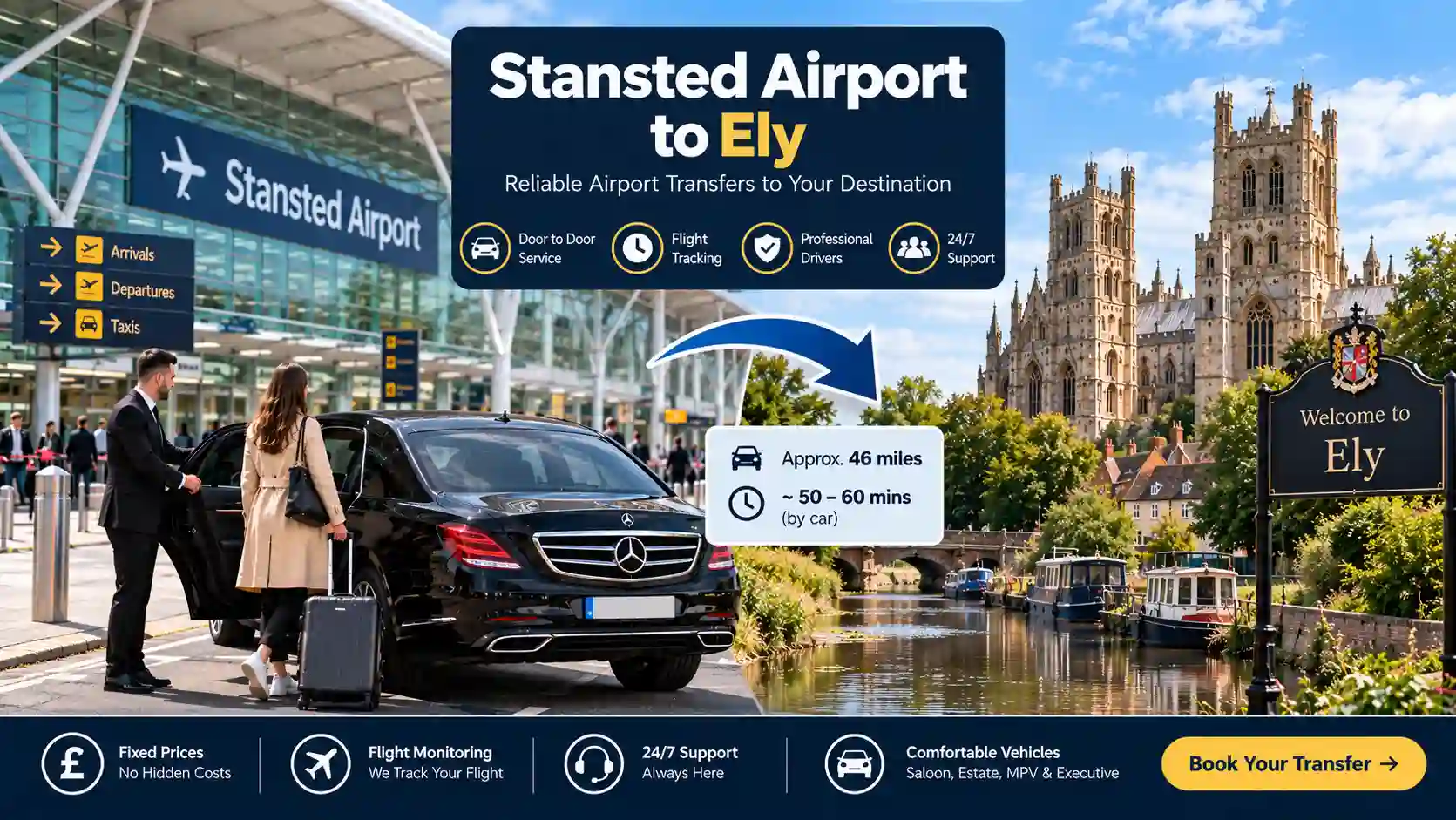 Stansted Airport arrivals hall meeting point for Ely passengers