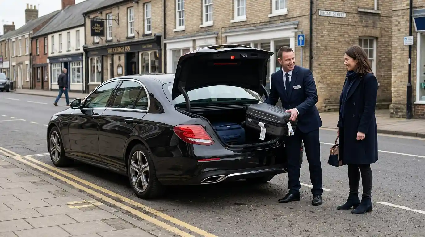 Stansted Airport Taxi saloon for March Cambridgeshire to Stansted Airport fixed-fare transfers via the A141 and A14/M11