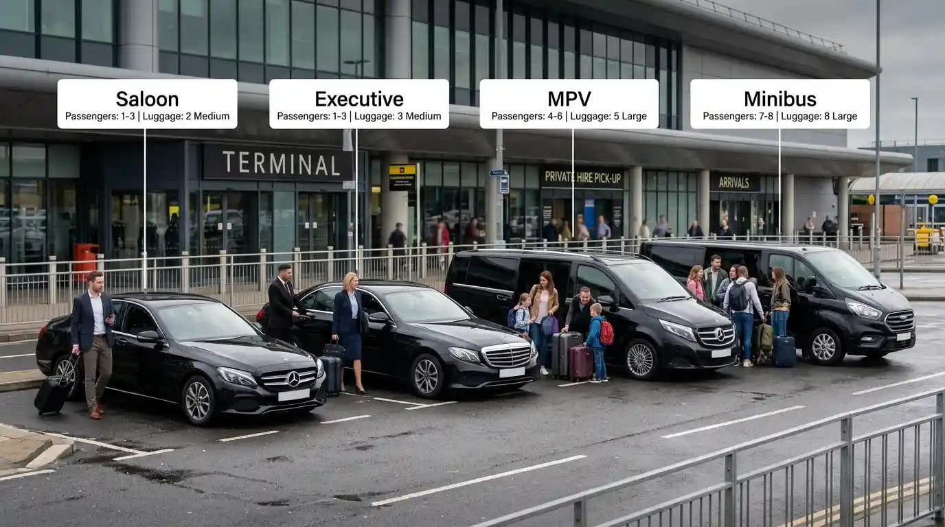 Stansted Airport Taxi saloon for Huntingdon Cambridgeshire to Stansted Airport fixed-fare transfers via the A14 and M11