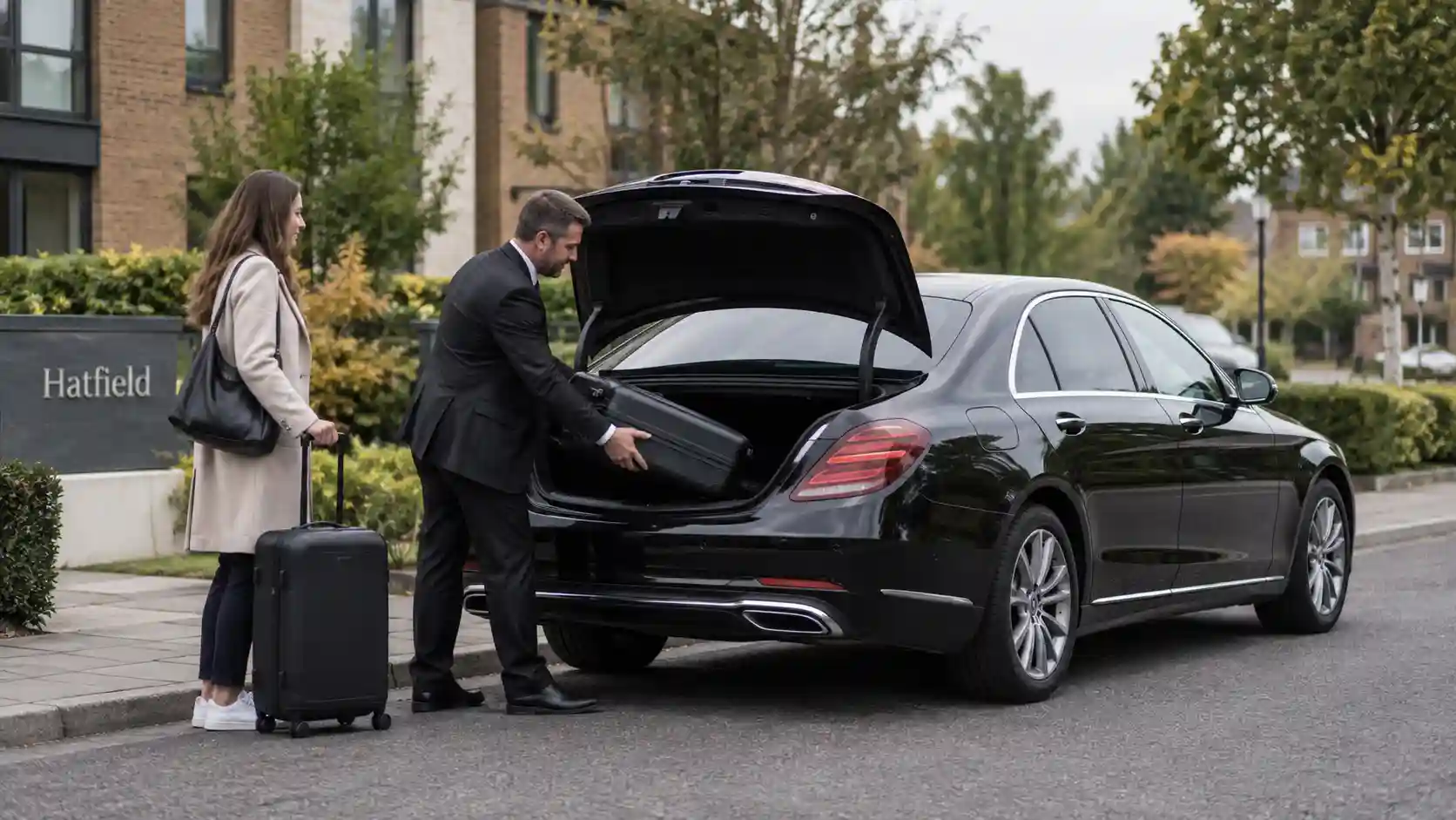Stansted Airport Taxi saloon for Hatfield Hertfordshire to Stansted Airport fixed-fare transfers via the A414 and M11
