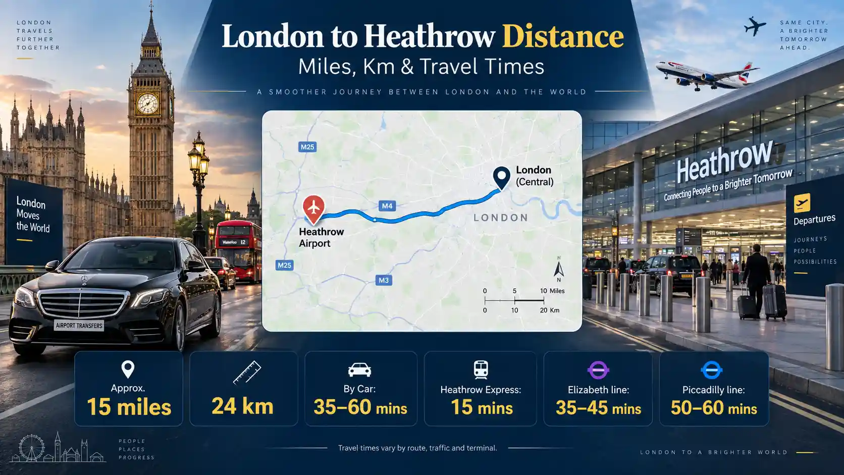 London to Heathrow Distance: Miles, Km & Travel Times