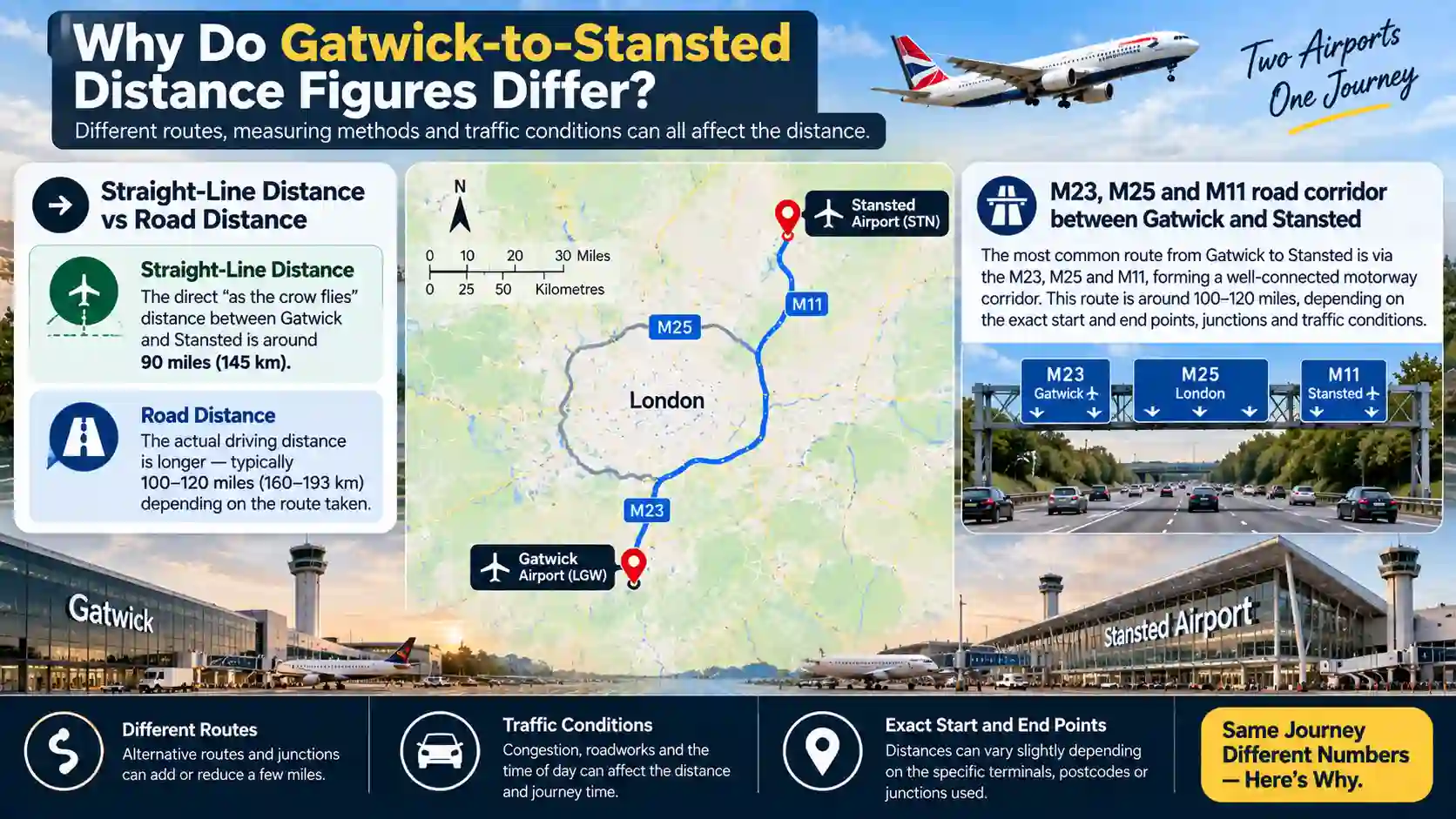 M23, M25 and M11 road corridor between Gatwick and Stansted