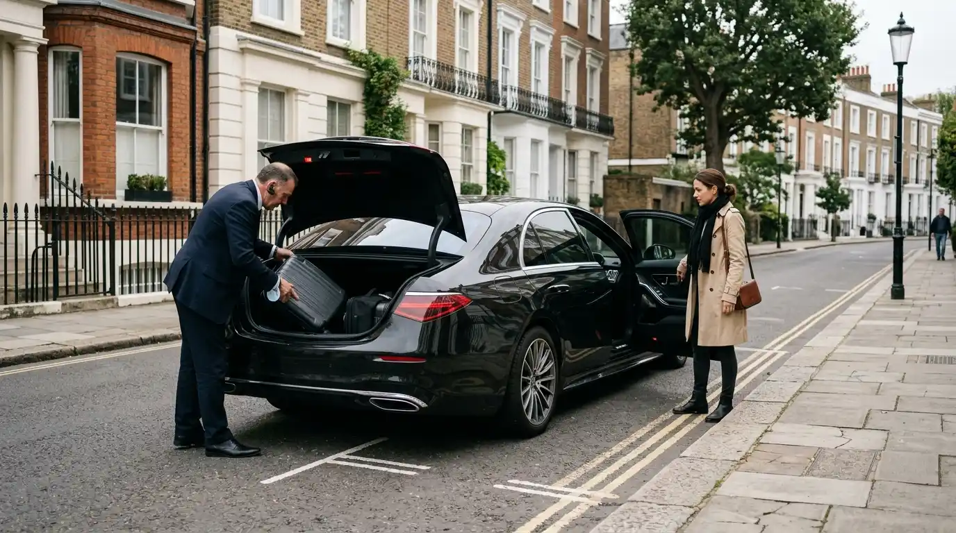 Private-hire vehicle providing a door-to-terminal transfer to Gatwick Airport