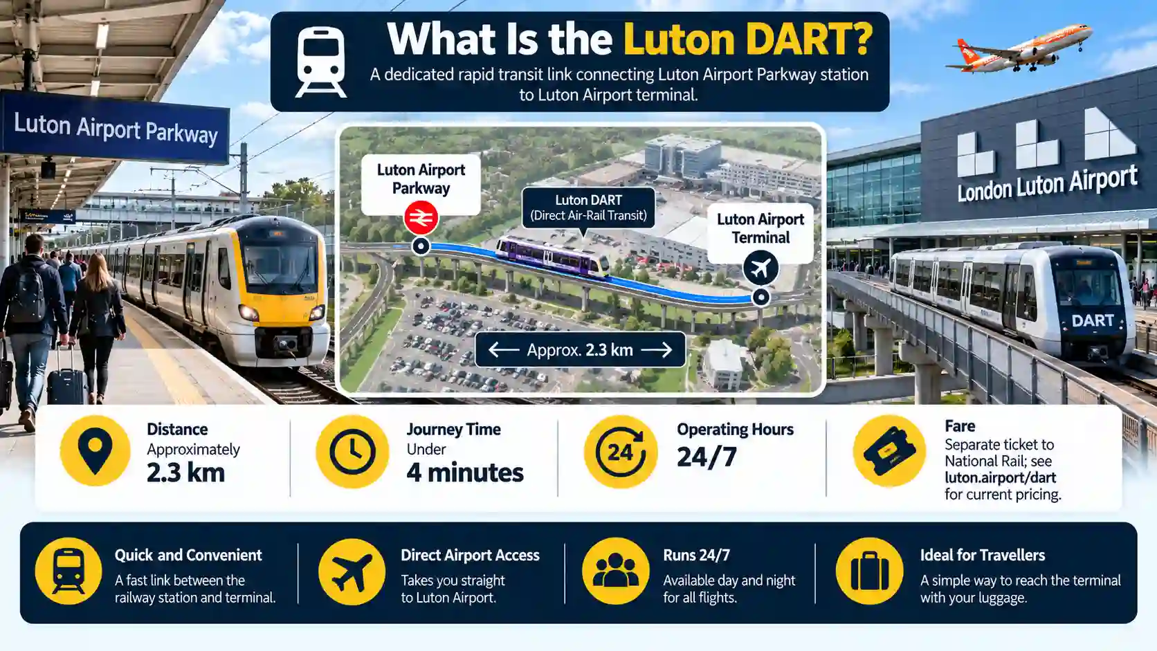 Luton DART rapid transit link between Luton Airport Parkway and the terminal