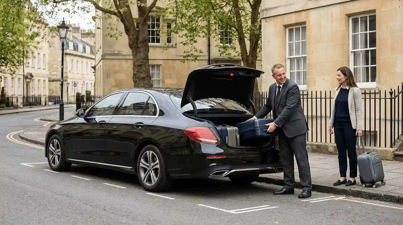 Stansted Airport Taxi fleet vehicle — Bath to Stansted Airport long-distance transfer