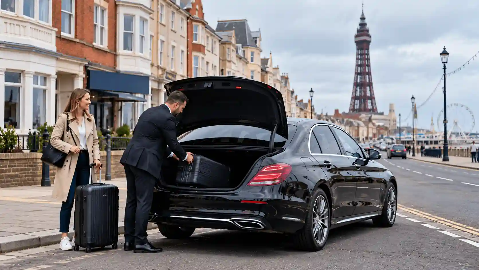 Stansted Airport Taxi executive saloon for Blackpool to Stansted Airport long-distance fixed-fare transfers via the M55, M6 and M11