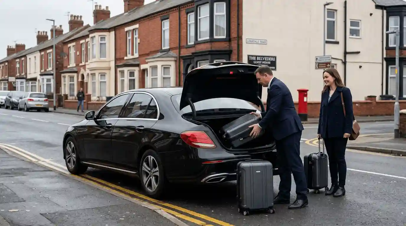 Stansted Airport Taxi fleet vehicle — Blackpool to Stansted Airport long-distance transfer
