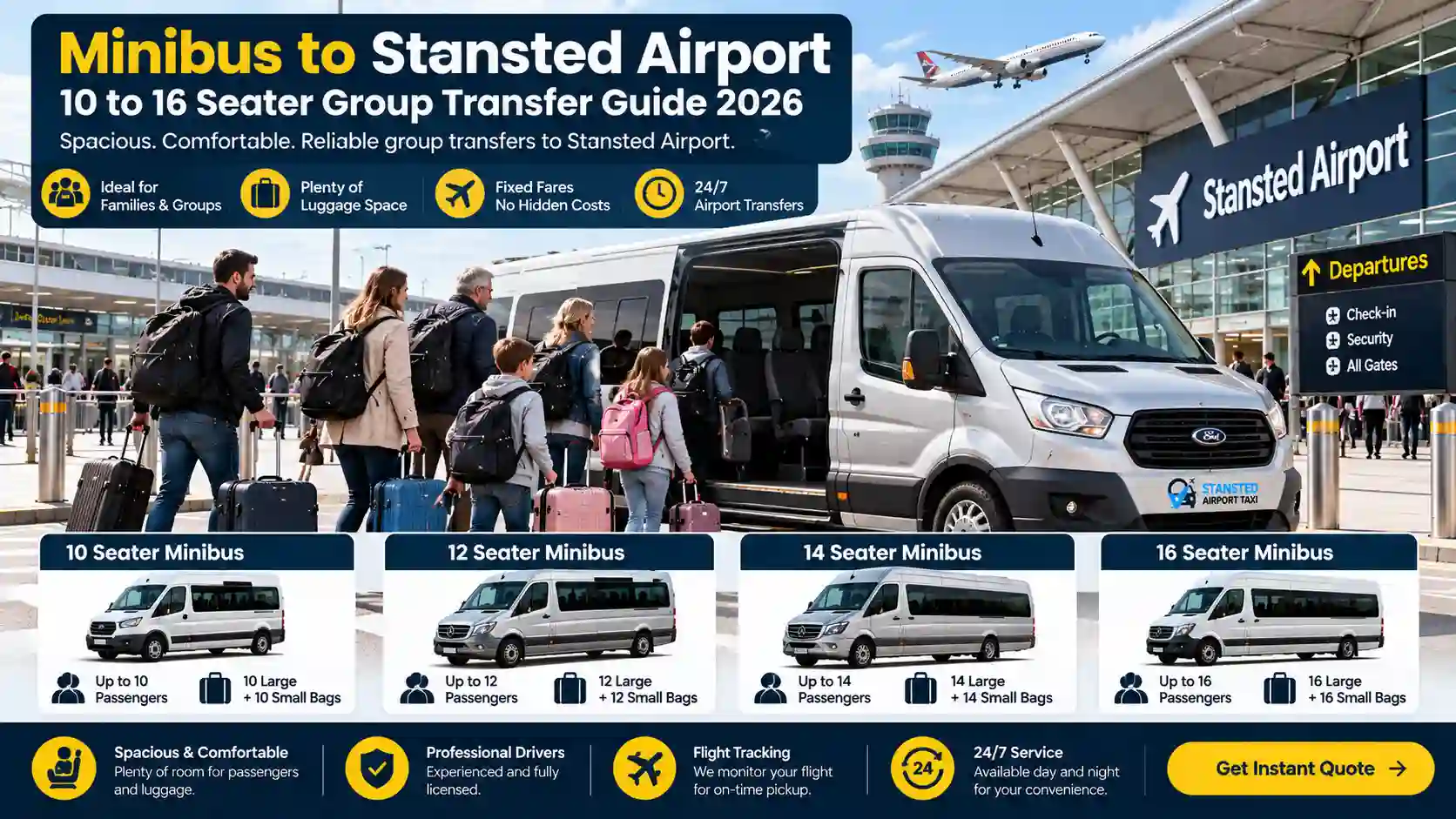 Minibus to Stansted Airport | 10 to 16 Seater Group Transfer Guide 2026