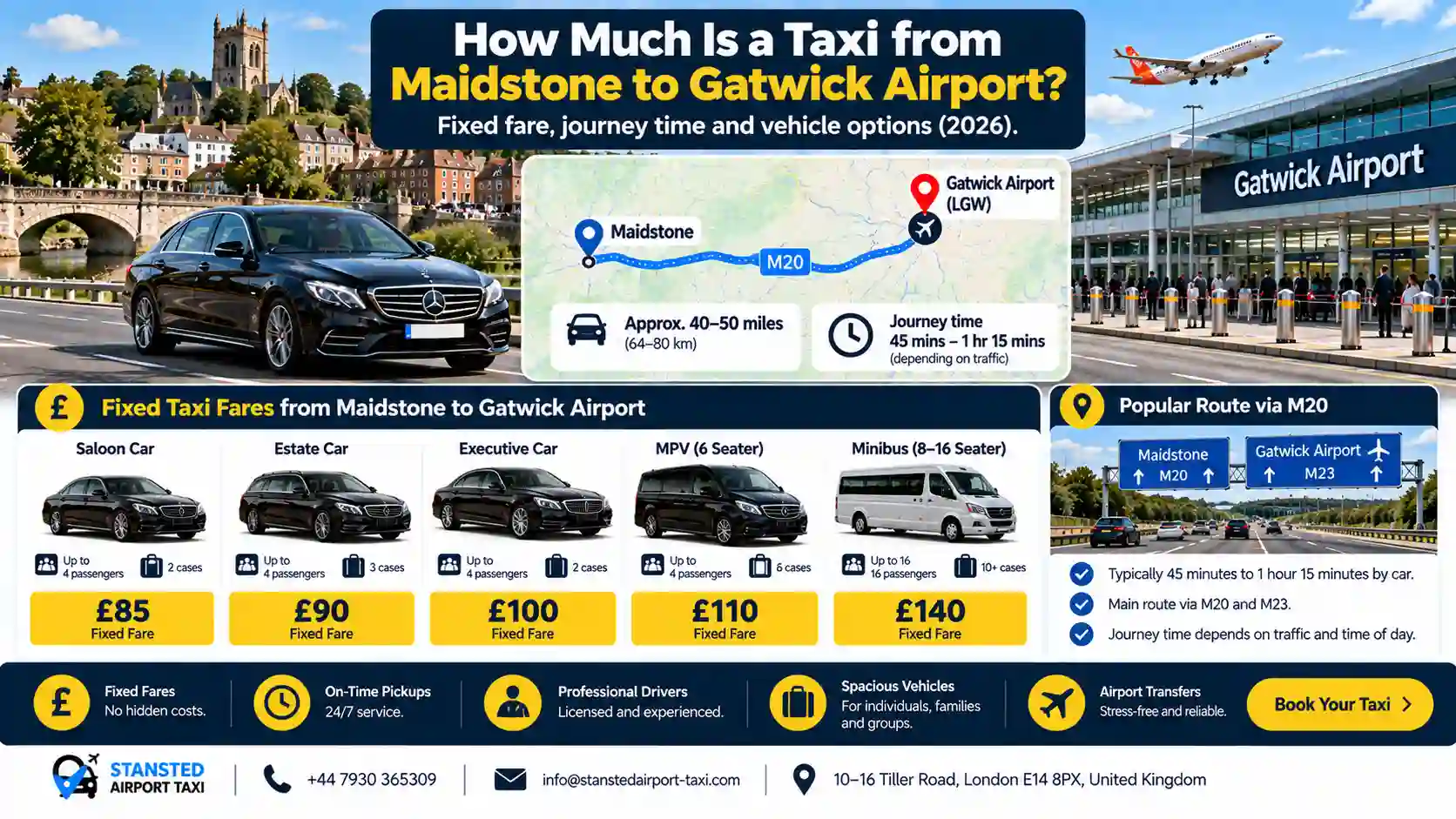 How Much Is a Taxi from Maidstone to Gatwick Airport? | Fixed fare