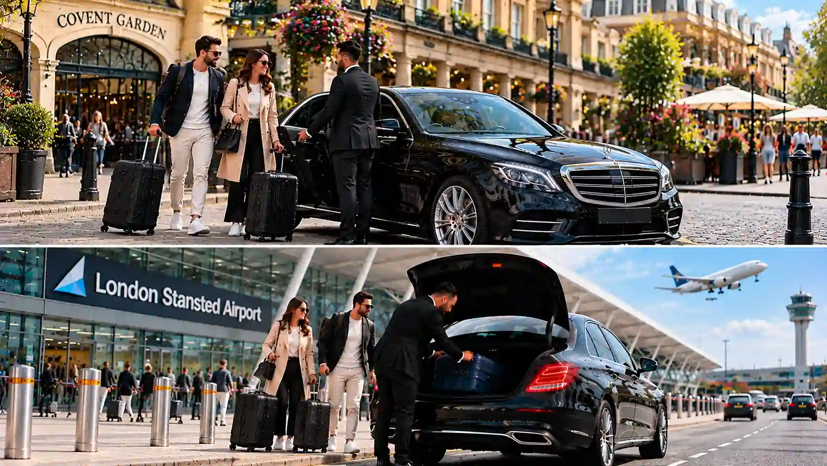 Stansted Airport Taxi saloon, MPV and minibus for Covent Garden to Stansted Airport transfers