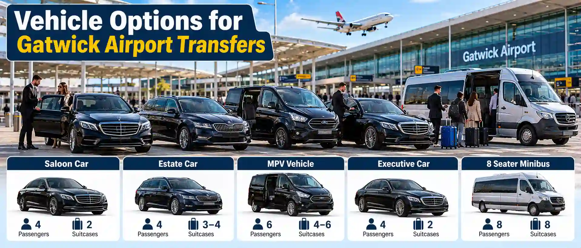 Taxi vehicle options for Gatwick Airport transfers