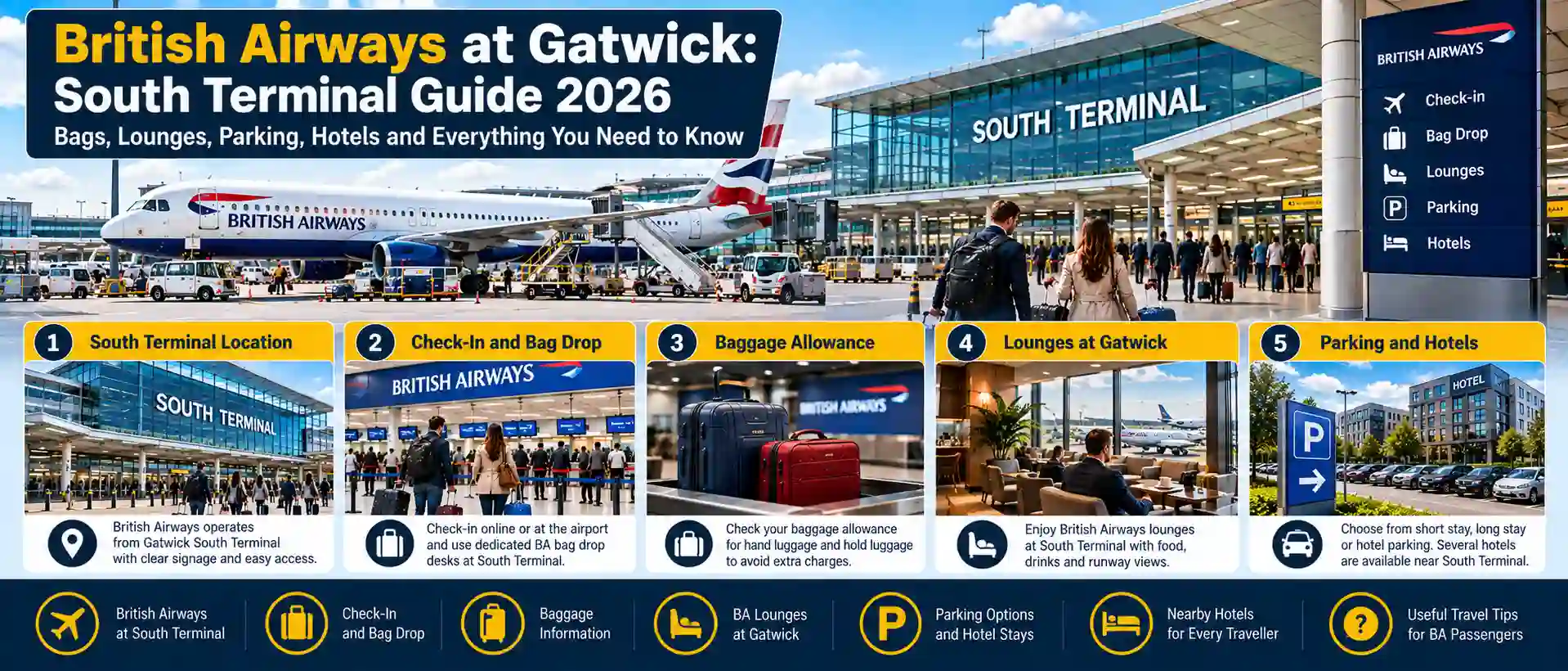 BA at Gatwick: South Terminal Guide 2026 &mdash; Bags, Lounges, Parking, Hotels