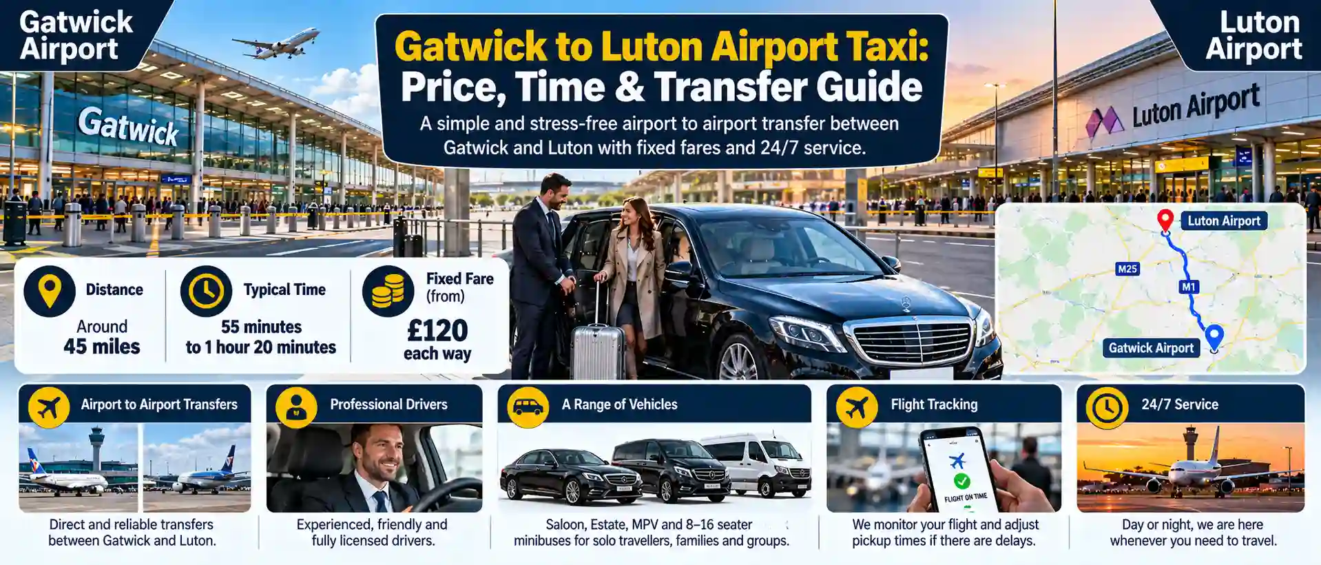 Gatwick to Luton Airport Taxi: Price, Time & Transfer Guide