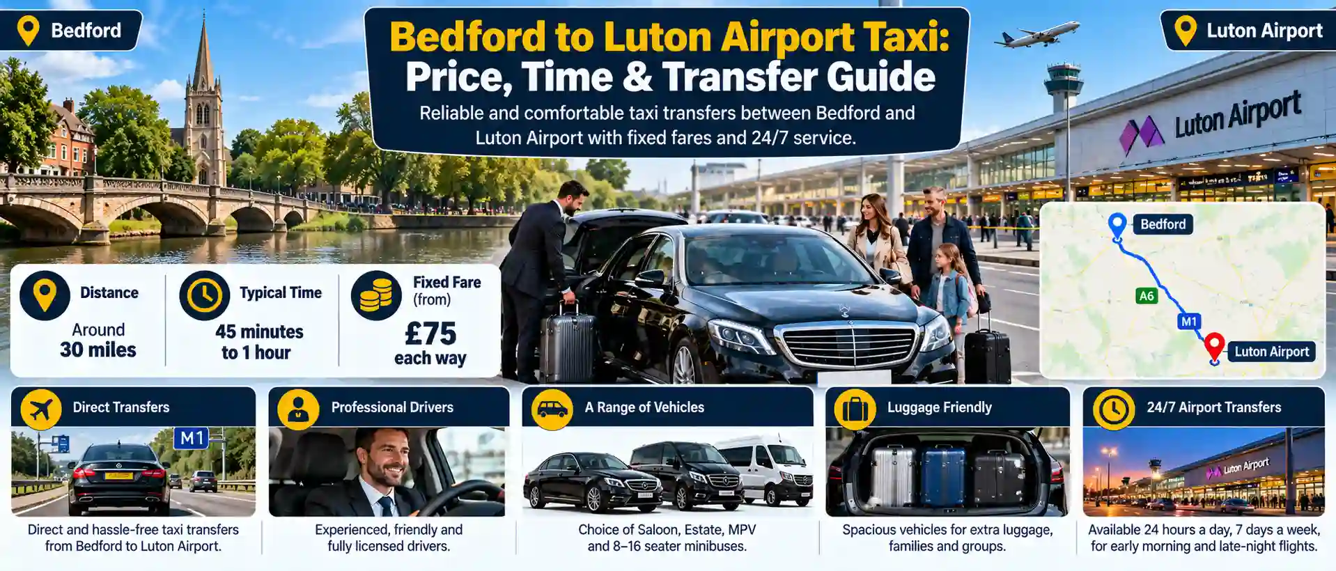 Bedford to Luton Airport Taxi: Price, Time & Transfer Guide