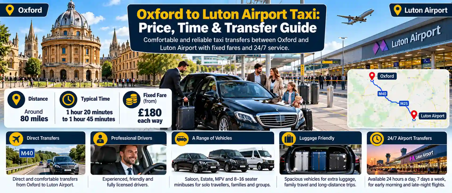 Oxford to Luton Airport Taxi: Price, Time & Transfer Guide