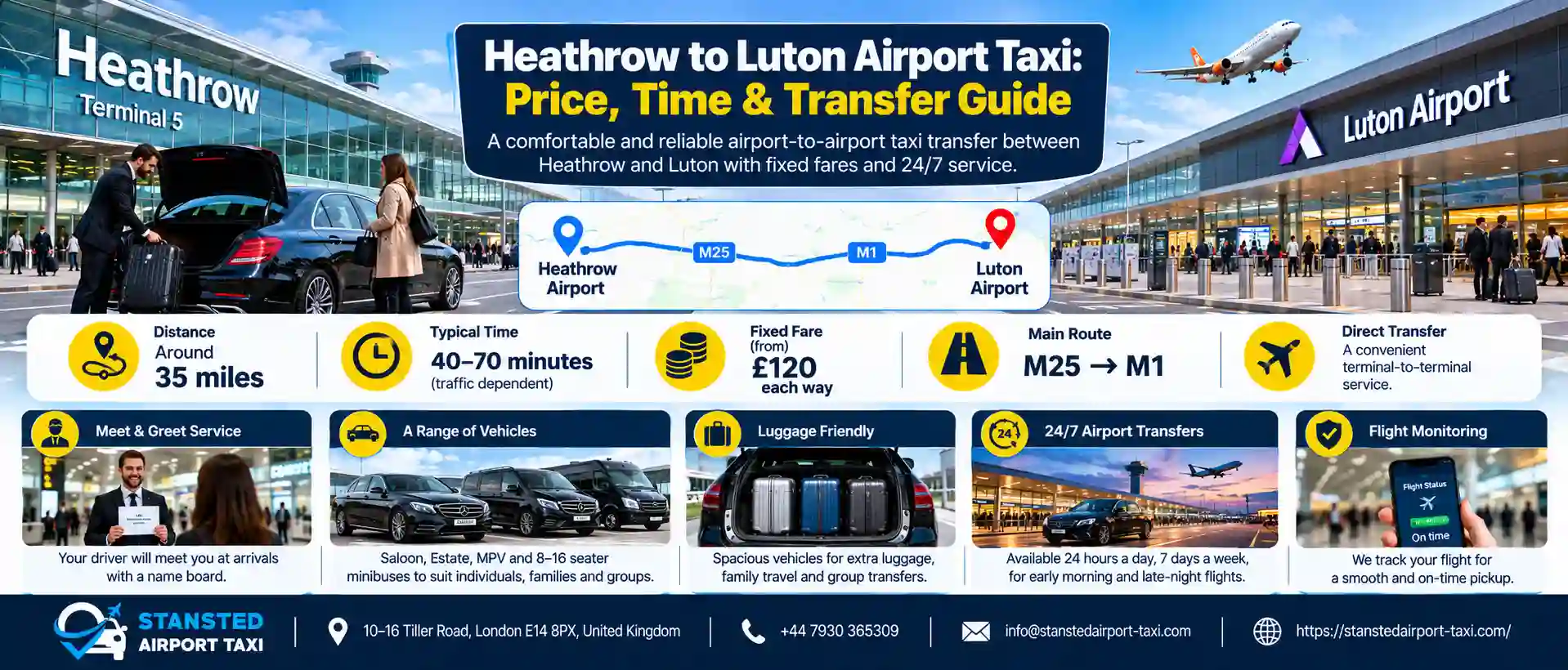 Heathrow to Luton Airport Taxi: Price, Time & Transfer Guide