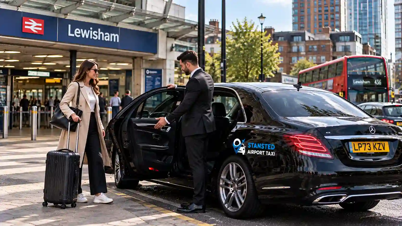 Stansted Airport Taxi saloon, MPV and minibus for Lewisham to Stansted Airport transfers