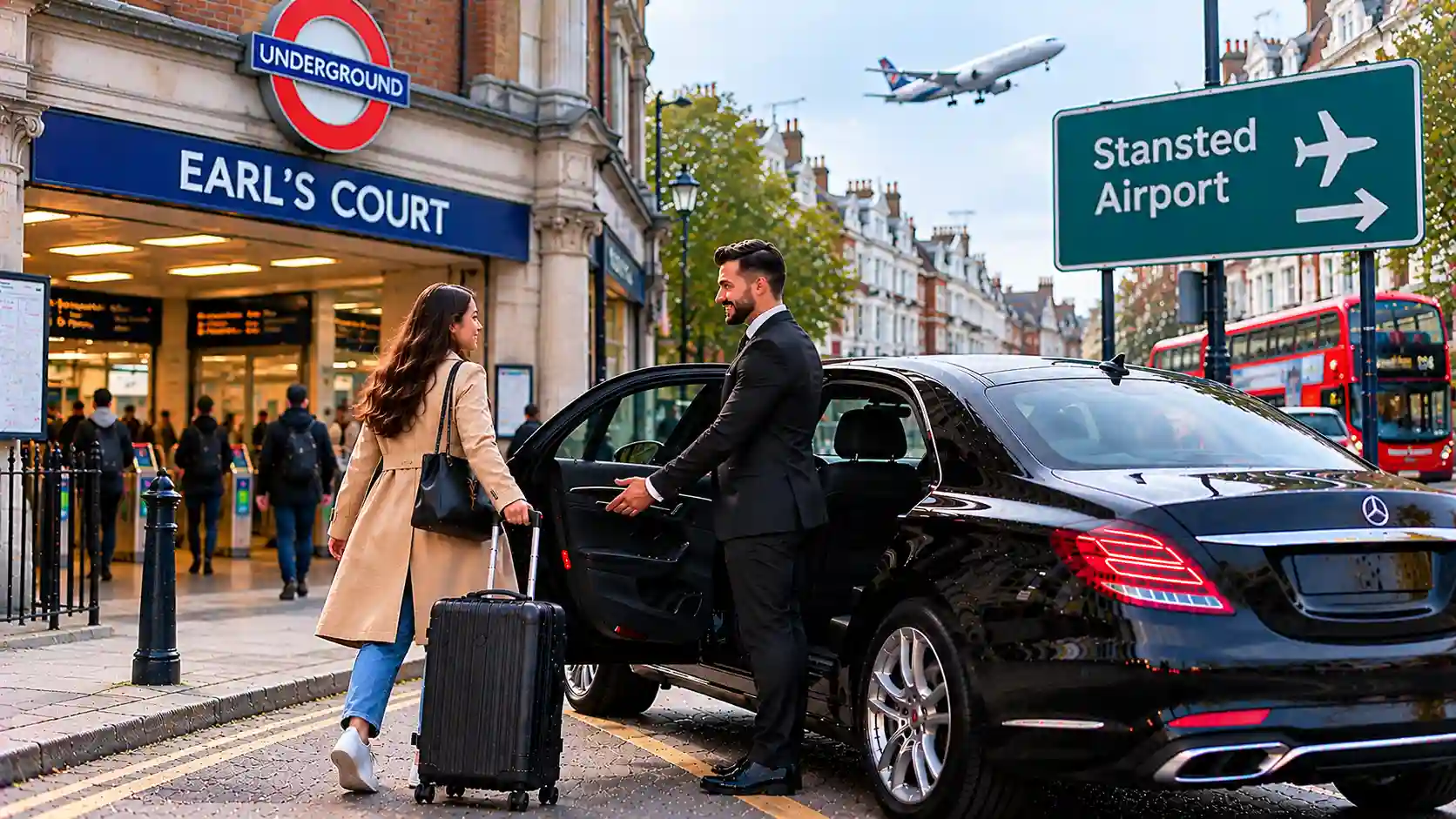 Stansted Airport Taxi saloon, MPV and minibus for Earl's Court to Stansted Airport transfers