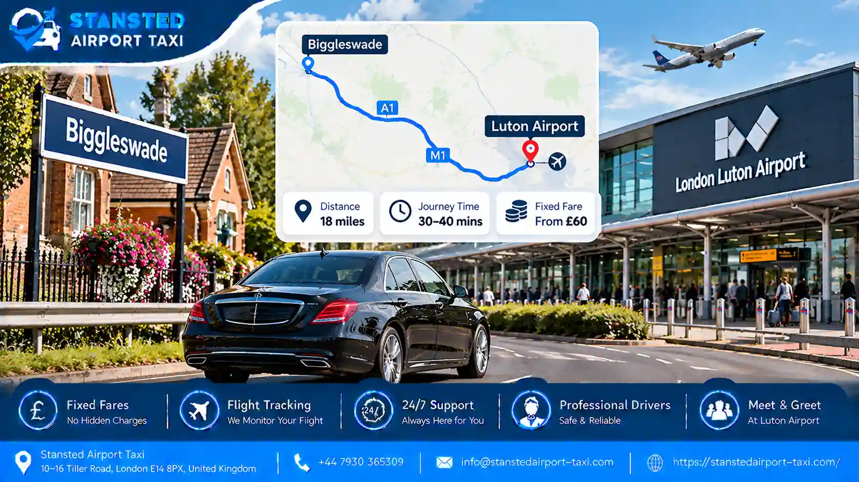 Taxi vehicle options for Biggleswade to Luton Airport transfers