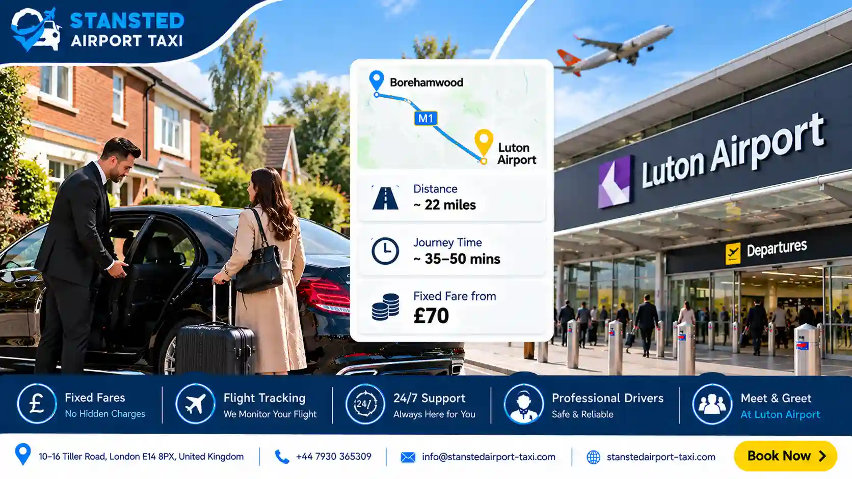 Taxi from Borehamwood to Luton Airport  2026 Fares Guide