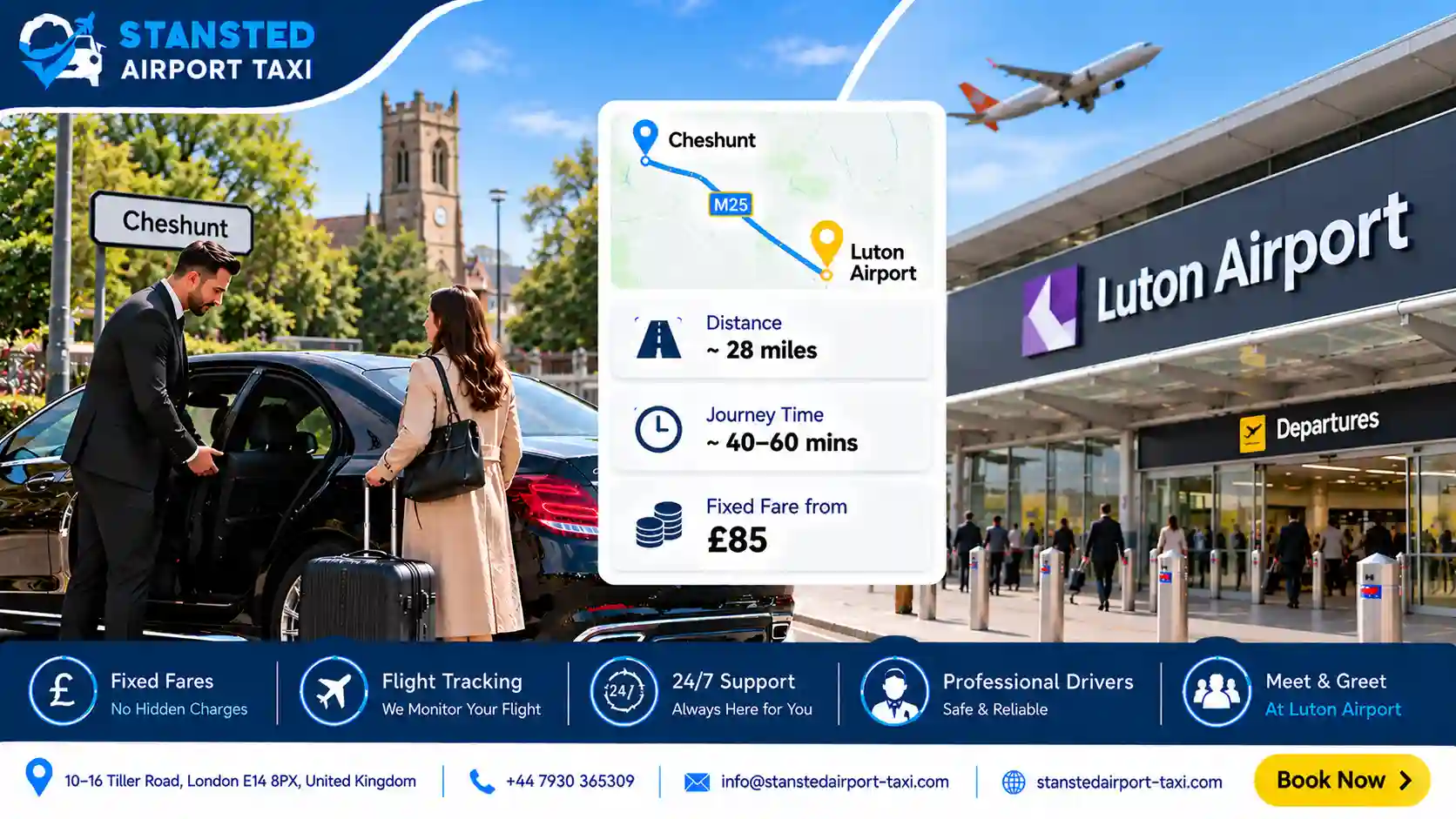 How Much Does a Taxi from Cheshunt to Luton Airport Cost