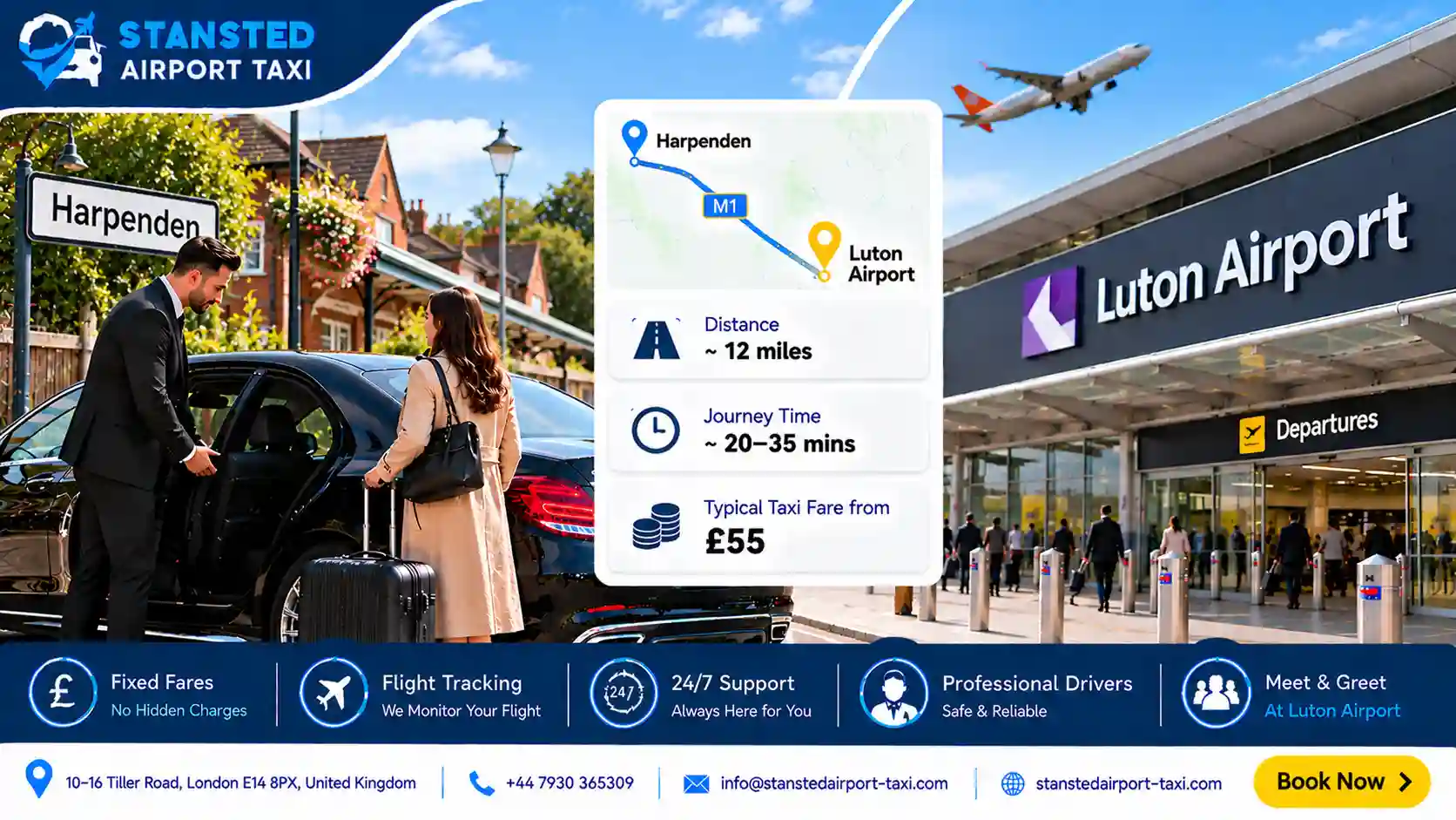Taxi vehicle options for Harpenden to Luton Airport transfers