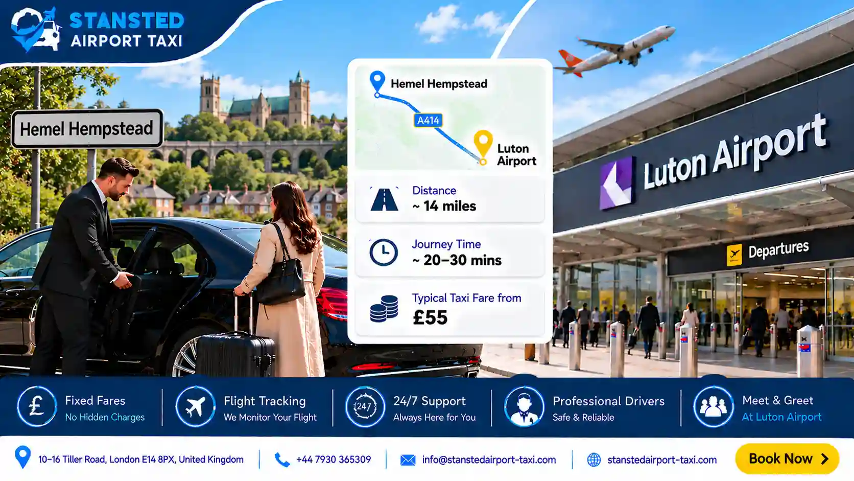 Taxi vehicle options for Hemel Hempstead to Luton Airport transfers