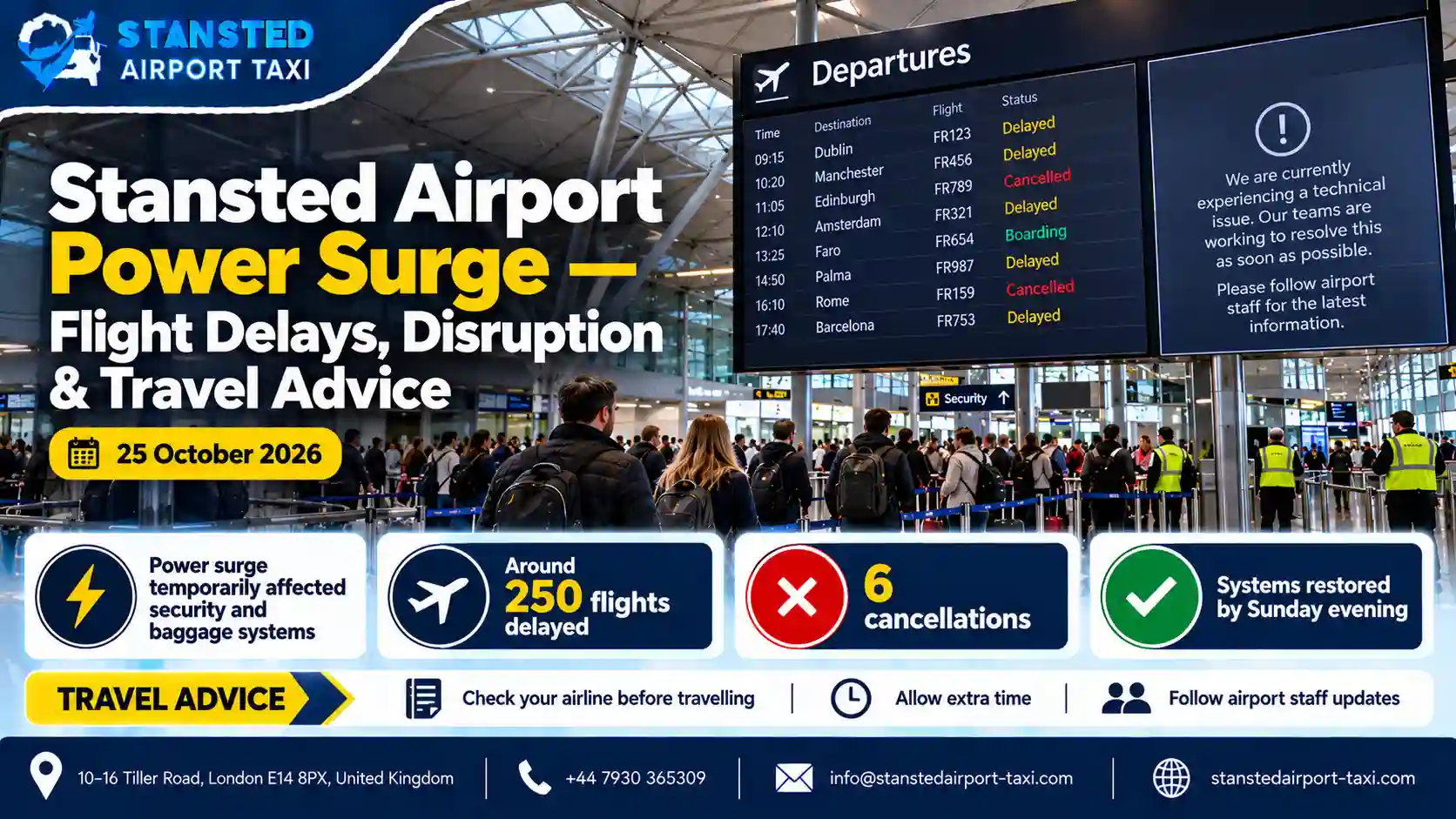 Stansted Airport Power Surge &mdash; Flight Delays, Disruption & Travel Advice