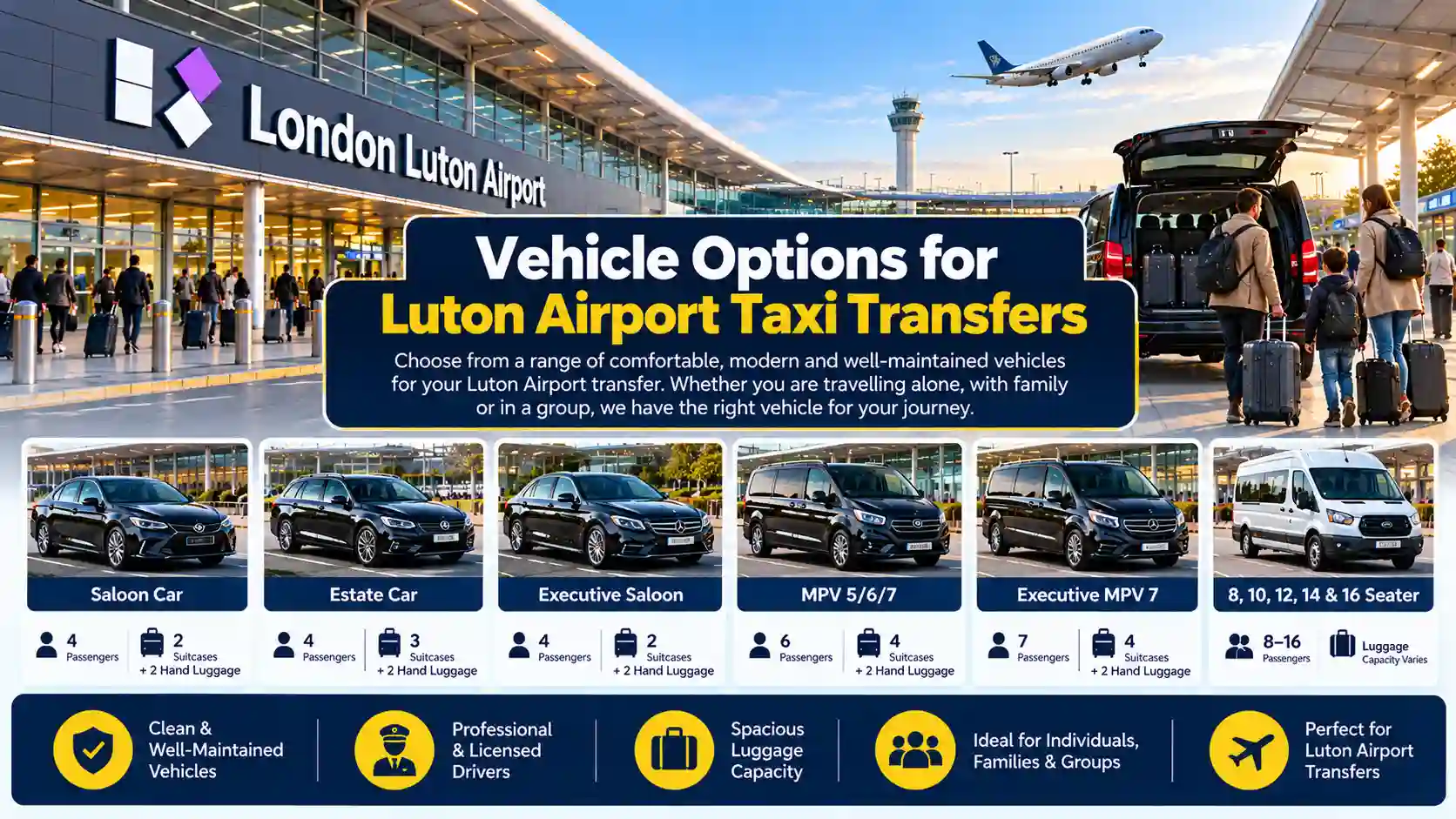 Taxi vehicle options for Luton Airport transfers