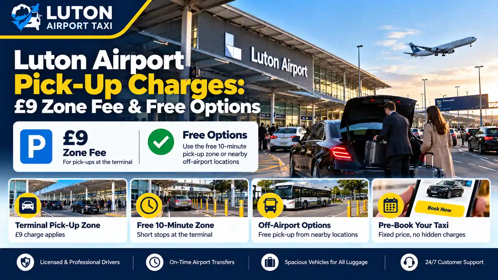 Luton Airport Pick-Up Charges: £9 Zone Fee & Free Options