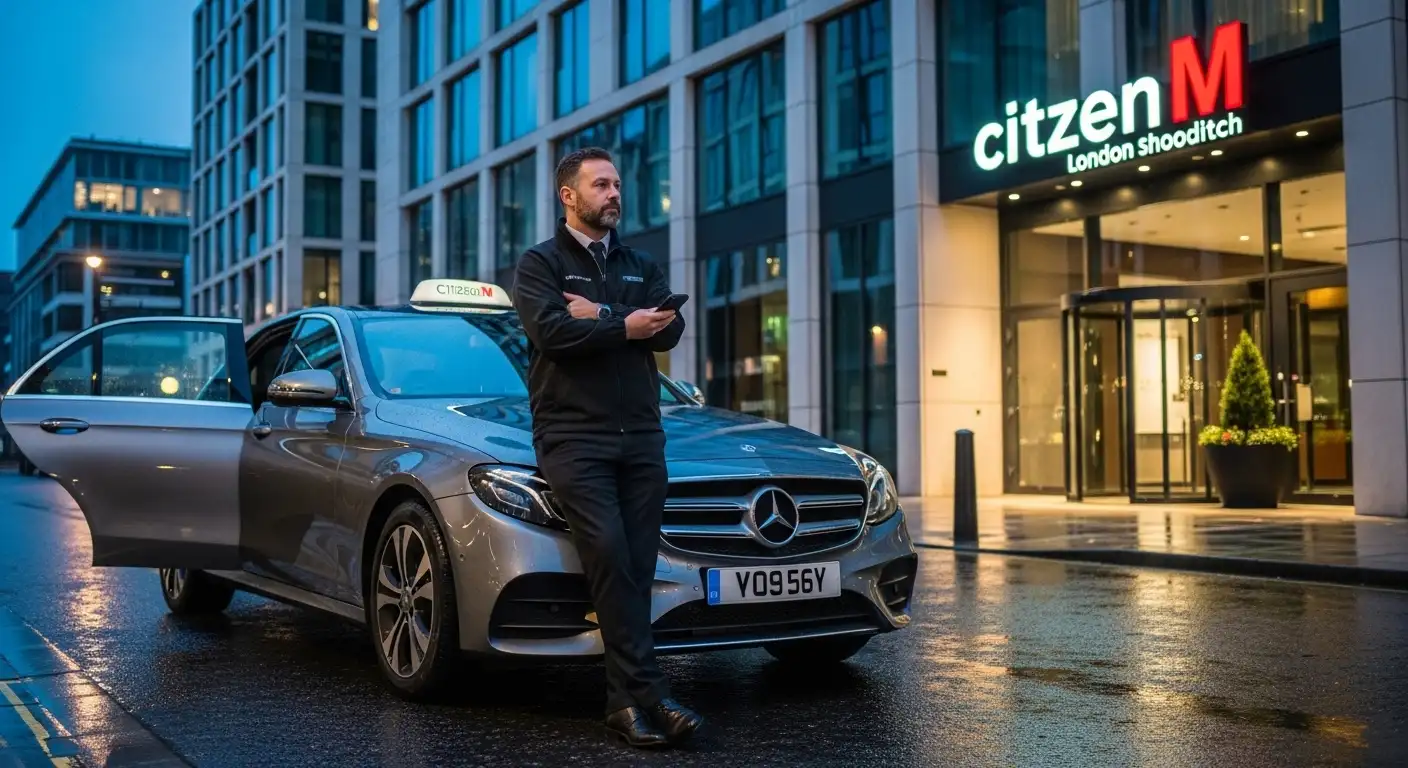 Taxi CitizenM Shoreditch to Heathrow Airport T5 UK Now!