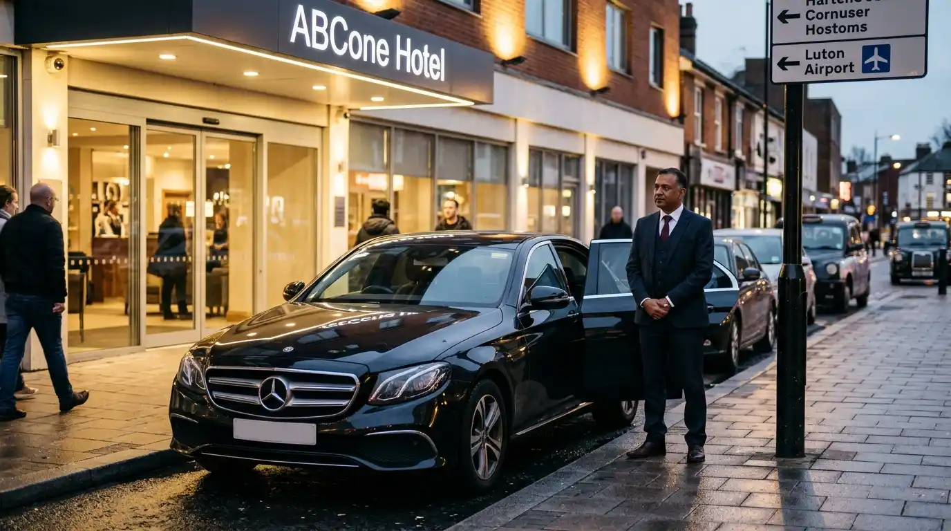 Abcone Hotel Taxi Transfer to Luton Airport  24/7 Cars